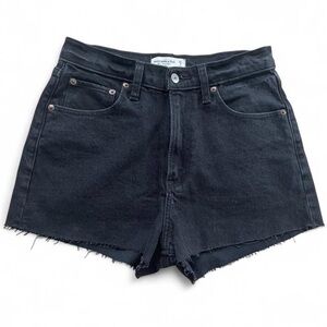 Abercrombie & Fitch Black High Rise Raw Hem Denim Shorts Size 27
